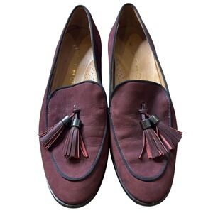 Wirth Tassel Slip On Loafers Burgundy Suede Made in Brazil Size 8
